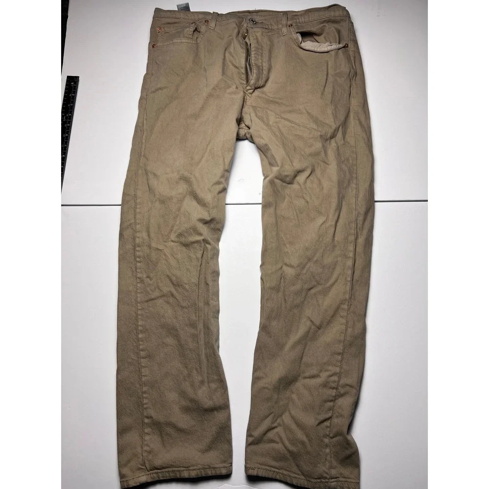 Levi's 505 Regular Fit Jeans Mens 38x30 Tan Khaki Straight Leg Denim 00505-2310